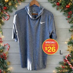 Nike Grey Heathered Short Sleeve Hoodie